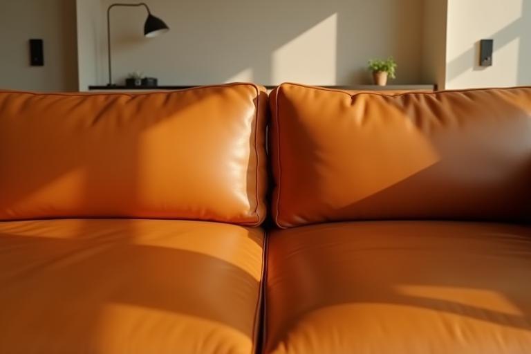 After restoration: mid-century leather sofa