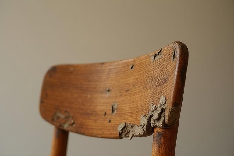 Before restoration: 1940s oak dining chair